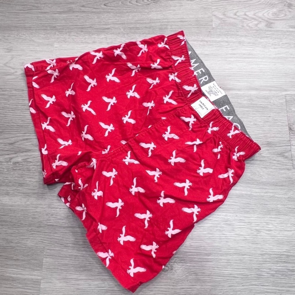 American Eagle Mens Red Eagle Logo Print Cotton Boxer Shorts Size XS 26-28